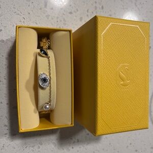 Gold Chain Bracelet with Evil Eye Charm and Pearl